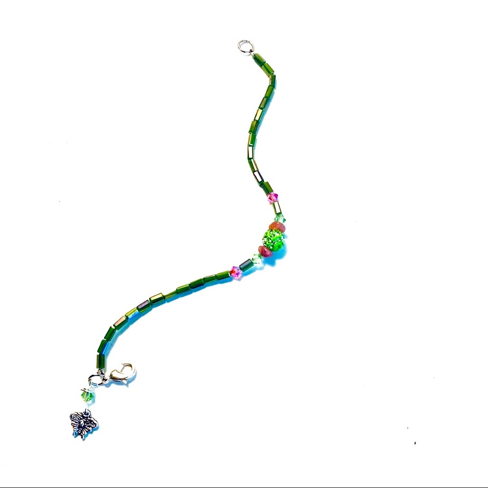 Pink and Green Swarovski Glass Bracelet - Picture 4 of 8